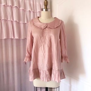 Jane Marple pink peter pan collar half sleeve top